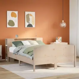 Lova Su Knygų Spinta Be Čiužinio, 150X200cm Pušies Masyvas