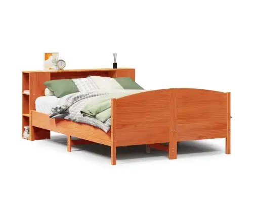 Gulta Ar Grāmatu Plauktu, Bez Matrača, 150X200 Cm, Priedes Koks Vidaxl