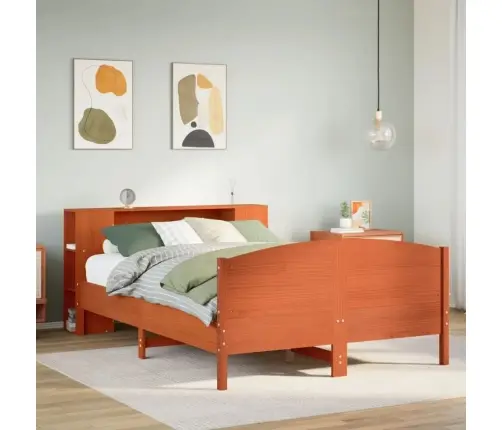 Riiuliga Voodi Ilma Madratsita, Vahapruun, 140X200cm Männipuit