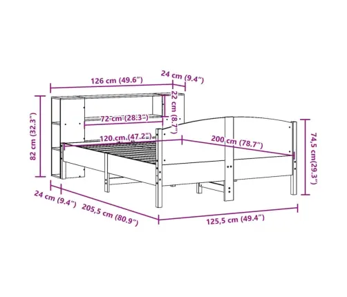Riiuliga Voodiraam Ilma Madratsita, 120X200 cm Männipuit