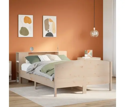 Lova Su Knygų Spinta Be Čiužinio, 135X190cm Pušies Masyvas