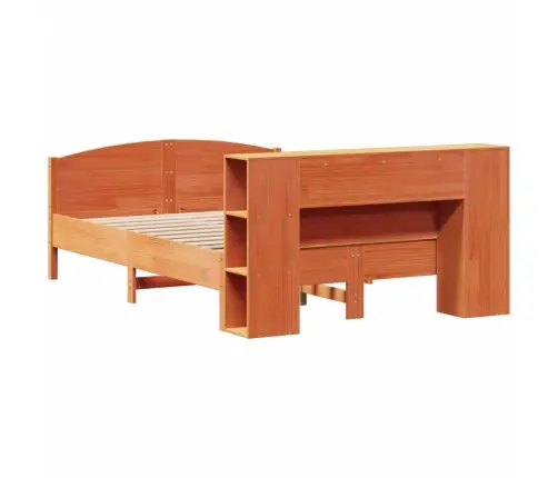 Gulta Ar Grāmatu Plauktu, Bez Matrača, 120X190 Cm, Priedes Koks Vidaxl