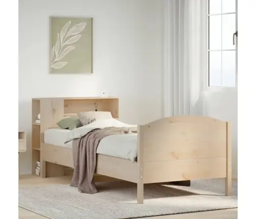 Gulta Ar Grāmatu Plauktu, Bez Matrača, 100X200 Cm, Priedes Koks Vidaxl