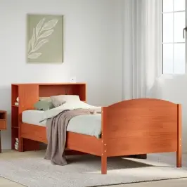 Gulta Ar Grāmatu Plauktu, Bez Matrača, 100X200 Cm, Priedes Koks Vidaxl