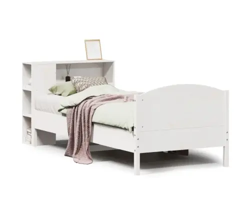 Gulta Ar Grāmatu Plauktu, Bez Matrača, 75X190 Cm, Priedes Koks Vidaxl