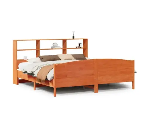 Riiuliga Voodi Ilma Madratsita, Vahapruun, 200X200cm Männipuit Riiuliga Voodi Ilma Madratsita, Vahapruun, 200X200cm Männipuit