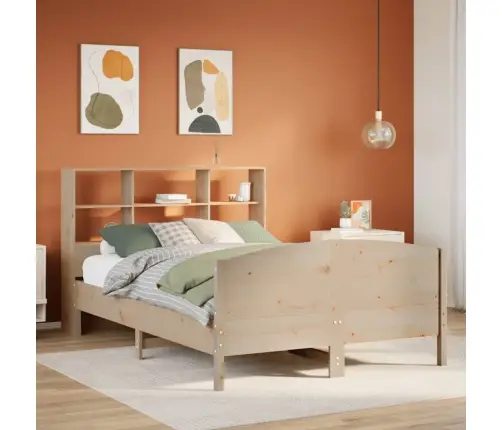 Gulta Ar Grāmatu Plauktu, Bez Matrača, 150X200 Cm, Priedes Koks Vidaxl