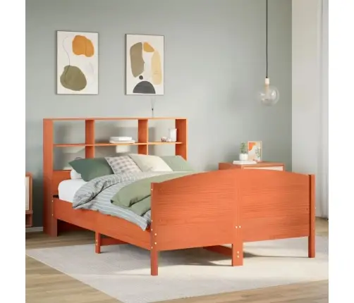 Gulta Ar Grāmatu Plauktu, Bez Matrača, 120X190 Cm, Priedes Koks Vidaxl