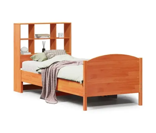 Lova Be Čiužinio/Su Knygų Lentyna, Vaško Ruda, 100X200cm Pušis