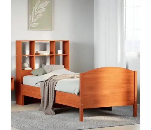 Lova Be Čiužinio/Su Knygų Lentyna, Vaško Ruda, 100X200cm Pušis