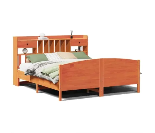 Gulta Ar Grāmatu Plauktu, Bez Matrača, 200X200 Cm, Priedes Koks Vidaxl