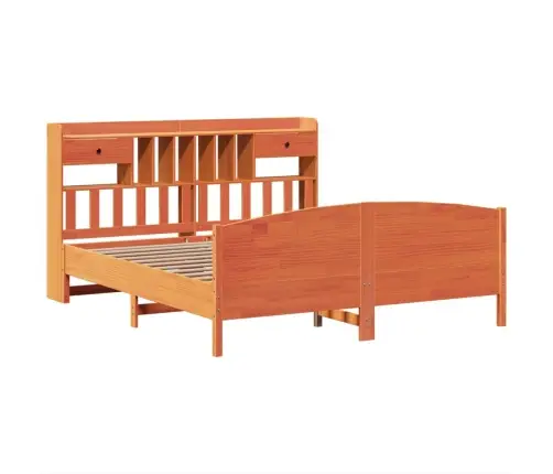 Gulta Ar Grāmatu Plauktu, Bez Matrača, 200X200 Cm, Priedes Koks Vidaxl