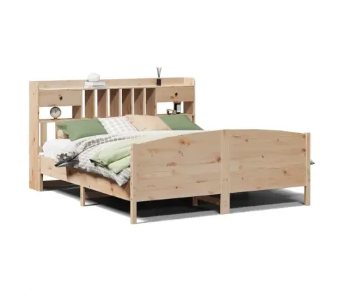 Gulta Ar Grāmatu Plauktu, Bez Matrača, 180X200 Cm, Priedes Koks Vidaxl