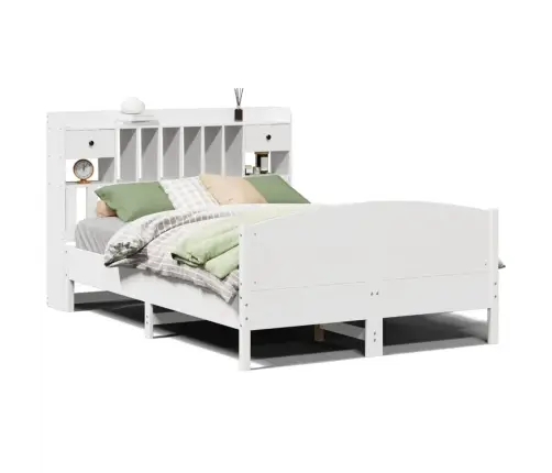 Riiuliga Voodiraam Ilma Madratsita, Valge, 160X200cm Männipuit