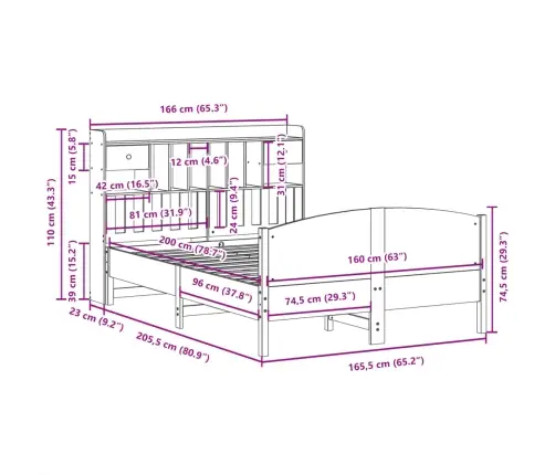 Riiuliga Voodiraam Ilma Madratsita, Valge, 160X200cm Männipuit