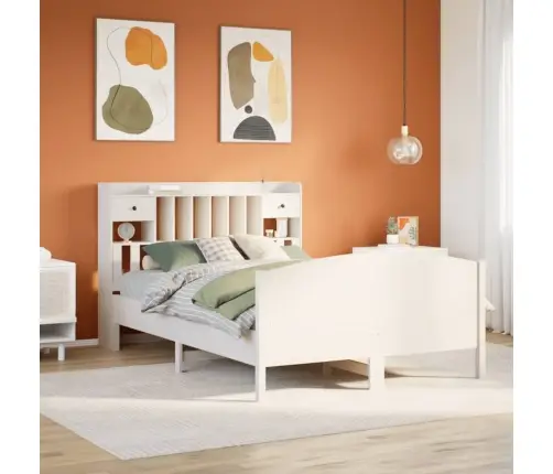 Riiuliga Voodiraam Ilma Madratsita, Valge, 160X200cm Männipuit