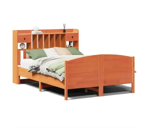 Gulta Ar Grāmatu Plauktu, Bez Matrača, 160X200 Cm, Priedes Koks Vidaxl