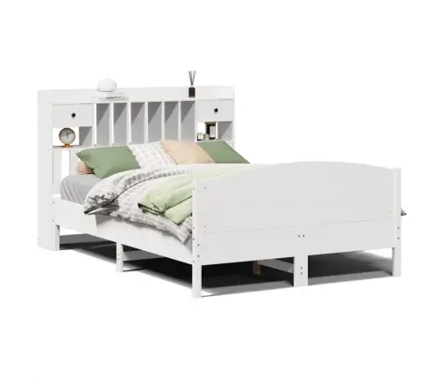 Gulta Ar Grāmatu Plauktu, Bez Matrača, 150X200 Cm, Priedes Koks Vidaxl