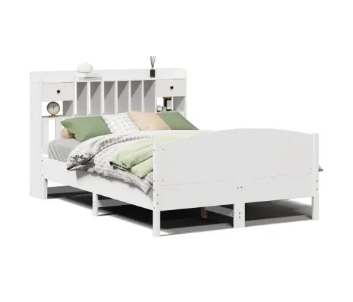 Lova Su Knygų Spinta Be Čiužinio, Balta, 140X200cm Pušis