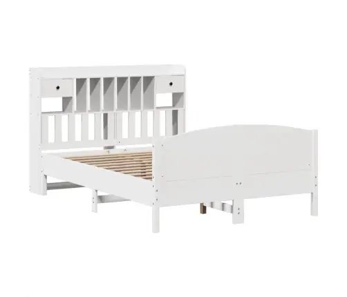 Lova Su Knygų Spinta Be Čiužinio, Balta, 140X200cm Pušis