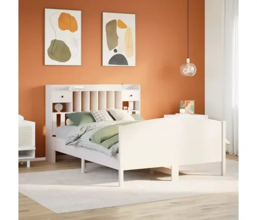 Lova Su Knygų Spinta Be Čiužinio, Balta, 140X200cm Pušis