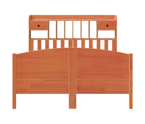 Gulta Ar Grāmatu Plauktu, Bez Matrača, 140X200 Cm, Priedes Koks Vidaxl