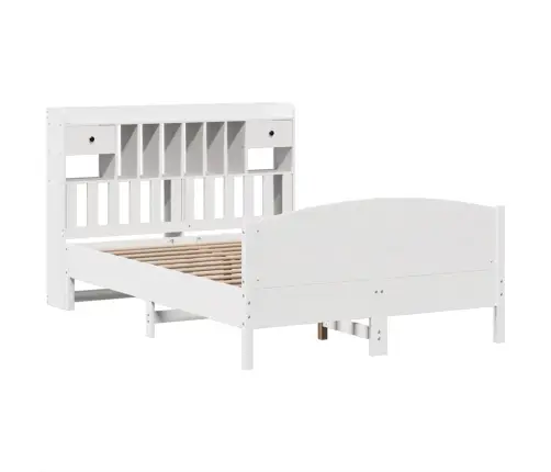 Gulta Ar Grāmatu Plauktu, Bez Matrača, 140X190 Cm, Priedes Koks Vidaxl