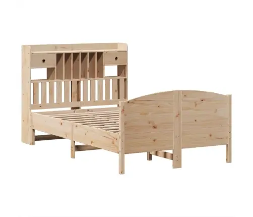 Gulta Ar Grāmatu Plauktu, Bez Matrača, 135X190 Cm, Priedes Koks Vidaxl