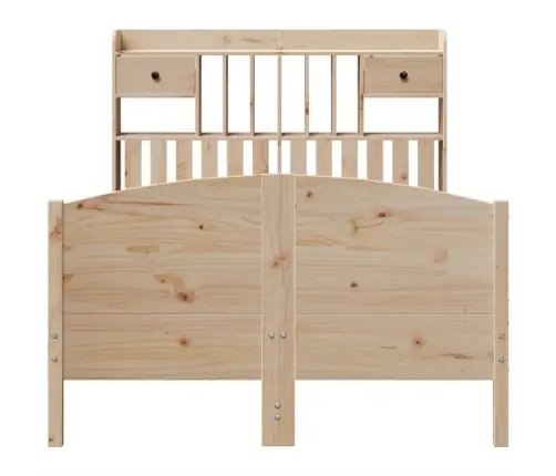 Gulta Ar Grāmatu Plauktu, Bez Matrača, 135X190 Cm, Priedes Koks Vidaxl