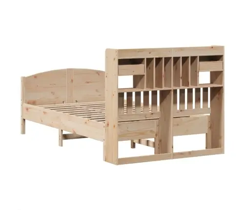 Gulta Ar Grāmatu Plauktu, Bez Matrača, 135X190 Cm, Priedes Koks Vidaxl