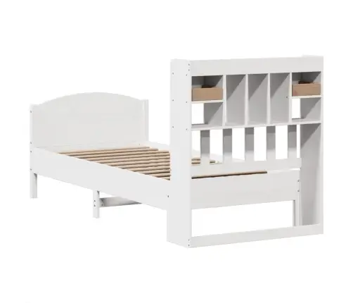 Lova Su Knygų Spinta Be Čiužinio, Balta, 90X200cm Pušis