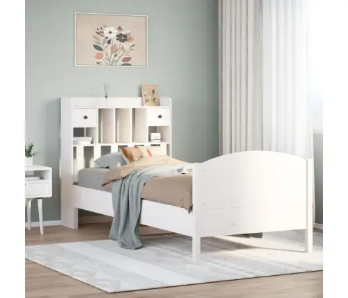 Lova Su Knygų Spinta Be Čiužinio, Balta, 90X200cm Pušis