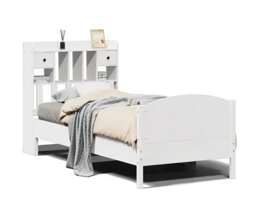 Lova Su Knygų Spinta Be Čiužinio, Balta, 75X190cm Pušis