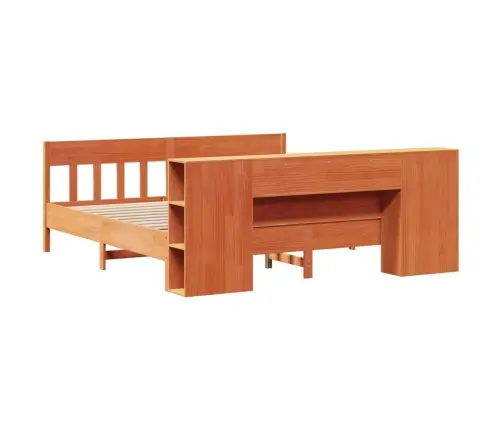 Gulta Ar Grāmatu Plauktu, Bez Matrača, 200X200 Cm, Priedes Koks Vidaxl