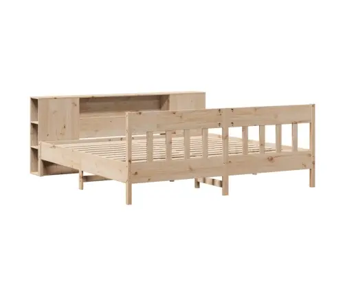 Gulta Ar Grāmatu Plauktu, Bez Matrača, 180X200 Cm, Priedes Koks Vidaxl