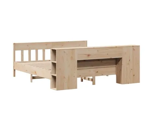 Gulta Ar Grāmatu Plauktu, Bez Matrača, 180X200 Cm, Priedes Koks Vidaxl