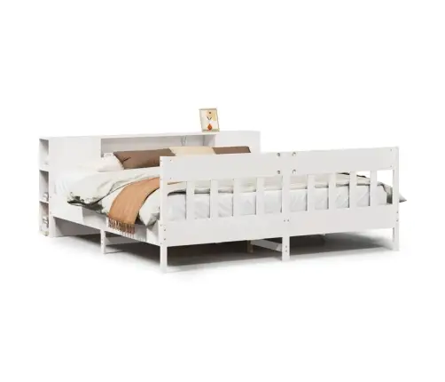 Gulta Ar Grāmatu Plauktu, Bez Matrača, 180X200 Cm, Priedes Koks Vidaxl