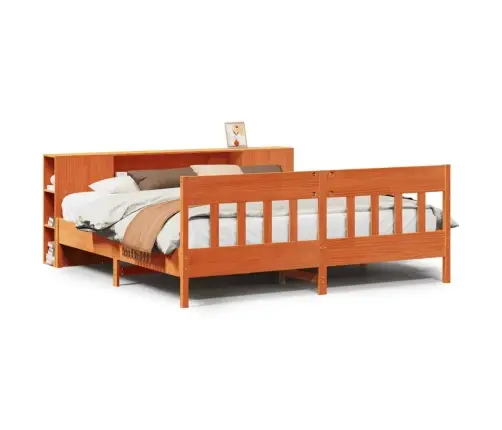 Gulta Ar Grāmatu Plauktu, Bez Matrača, 180X200 Cm, Priedes Koks Vidaxl