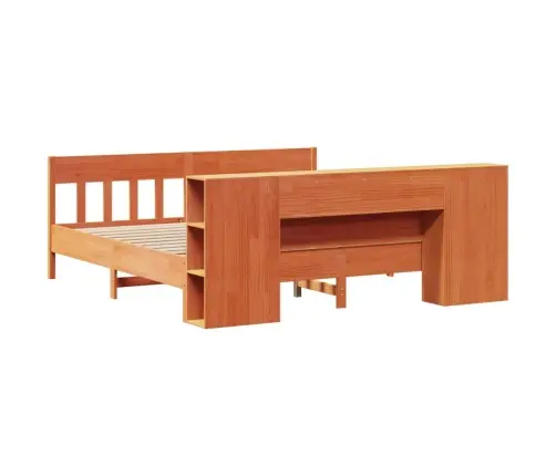 Gulta Ar Grāmatu Plauktu, Bez Matrača, 180X200 Cm, Priedes Koks Vidaxl