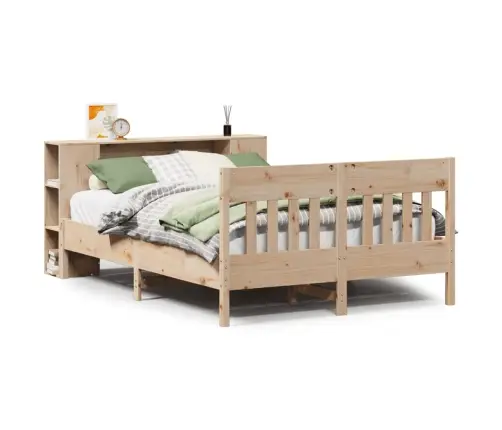 Gulta Ar Grāmatu Plauktu, Bez Matrača, 160X200 Cm, Priedes Koks Vidaxl