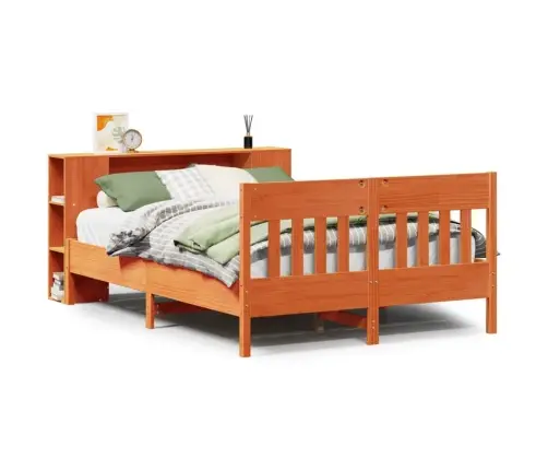 Gulta Ar Grāmatu Plauktu, Bez Matrača, 160X200 Cm, Priedes Koks Vidaxl