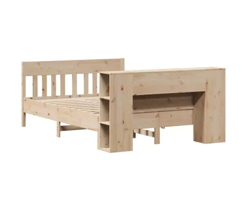 Gulta Ar Grāmatu Plauktu, Bez Matrača, 150X200 Cm, Priedes Koks Vidaxl