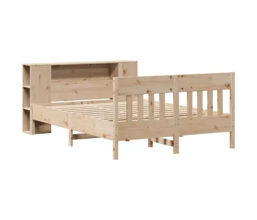 Gulta Ar Grāmatu Plauktu, Bez Matrača, 140X190 Cm, Priedes Koks Vidaxl