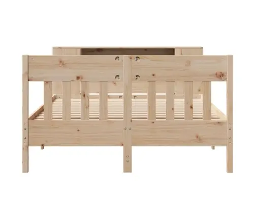 Gulta Ar Grāmatu Plauktu, Bez Matrača, 140X190 Cm, Priedes Koks Vidaxl