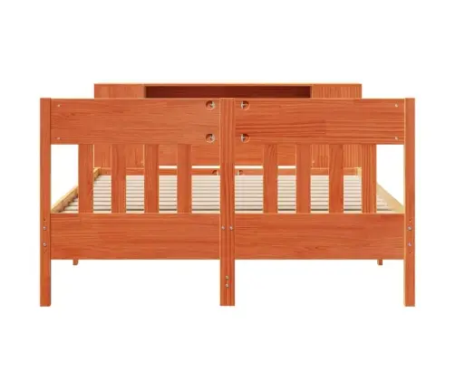 Gulta Ar Grāmatu Plauktu, Bez Matrača, 140X190 Cm, Priedes Koks Vidaxl