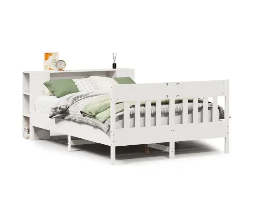 Gulta Ar Grāmatu Plauktu, Bez Matrača, 135X190 Cm, Priedes Koks Vidaxl