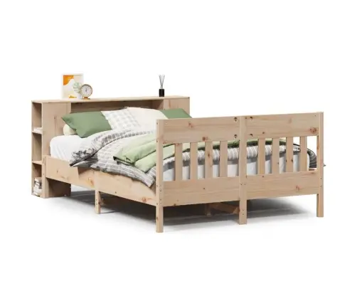 Gulta Ar Grāmatu Plauktu, Bez Matrača, 120X190 Cm, Priedes Koks Vidaxl