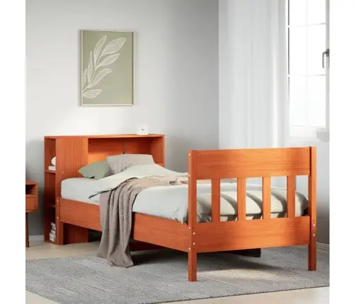 Gulta Ar Grāmatu Plauktu, Bez Matrača, 100X200 Cm, Priedes Koks Vidaxl