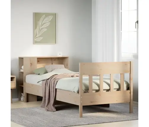 Lova Su Knygų Spinta Be Čiužinio, 90X200cm Pušies Masyvas