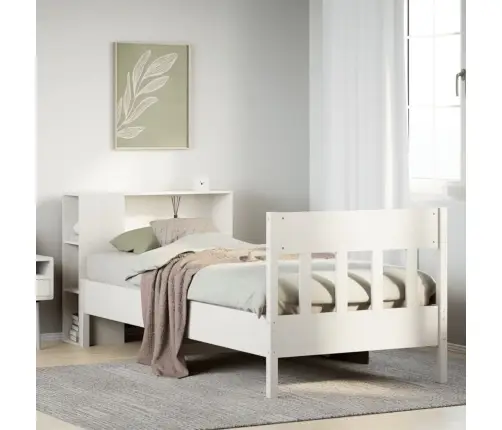 Lova Su Knygų Spinta Be Čiužinio, Balta, 90X200cm Pušis